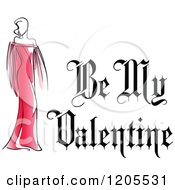 Poster, Art Print Of Be My Valentine Text With A Woman In A Red Dress 2