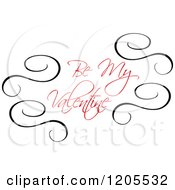Clipart Of Red Be My Valentine Text And Swirls 2 Royalty Free Vector Illustration