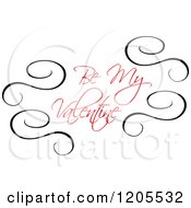 Poster, Art Print Of Red Be My Valentine Text And Swirls 2