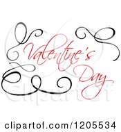 Clipart Of Red Valentines Day Text With Black Swirls Royalty Free Vector Illustration