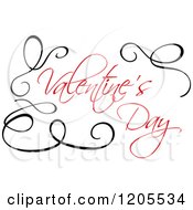 Poster, Art Print Of Red Valentines Day Text With Black Swirls