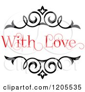 Poster, Art Print Of Red With Love Text And Swirls 2