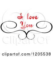 Poster, Art Print Of Red I Love You Text With Swirls 3