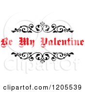 Clipart Of Red Be My Valentine Text And Vines Royalty Free Vector Illustration