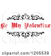 Poster, Art Print Of Red Be My Valentine Text And Vines