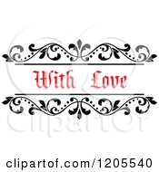 Clipart Of Red With Love Text And Vines Royalty Free Vector Illustration