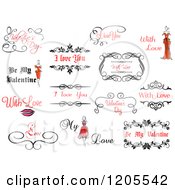 Clipart Of Valentine Greetings And Sayings Royalty Free Vector Illustration