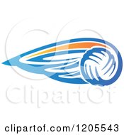 Clipart Of A Blue Volleyball With A Speed Wing Royalty Free Vector Illustration