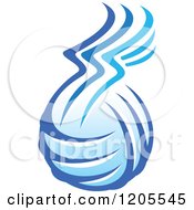 Clipart Of A Blue Volleyball With A Wing Royalty Free Vector Illustration