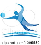 Clipart Of A Blue Man Playing Basketball 3 Royalty Free Vector Illustration