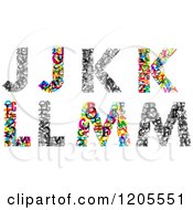 Poster, Art Print Of Colorful J K L And M Made Of Tiny Letters