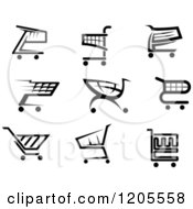 Poster, Art Print Of Black And White Shopping Cart Icons 2