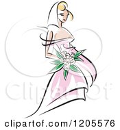 Poster, Art Print Of Blond Bride In A Pink Dress 2