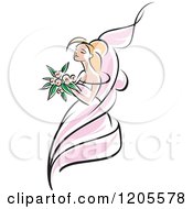 Clipart Of A Blond Bride In A Pink Dress 3 Royalty Free Vector Illustration