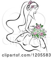 Poster, Art Print Of Bride With Pink Flowers