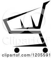 Clipart Of A Black And White Shopping Cart Icon 14 Royalty Free Vector Illustration