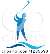 Poster, Art Print Of Blue Man Golfing