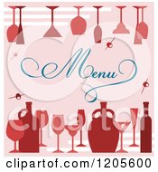Poster, Art Print Of Pink Menu Cover With Wine Glasses