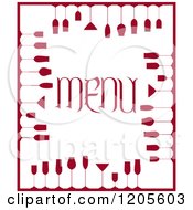 Poster, Art Print Of Red And White Menu Cover With Wine Glasses