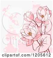 Clipart Of Pink Flowers And Grunge Royalty Free Vector Illustration