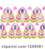 Clipart Of A Seamless Pink Green And Blue Flower Pattern Royalty Free Vector Illustration