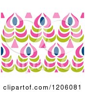 Poster, Art Print Of Seamless Pink Green And Blue Flower Pattern