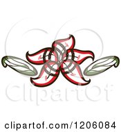 Poster, Art Print Of Beautiful Red Lily Flower With A Spiral And Leaves