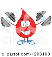 Poster, Art Print Of Happy Blood Or Hot Water Drop Lifting Dumbbells