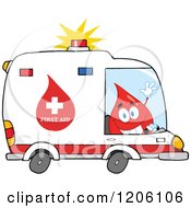 Poster, Art Print Of Happy Blood Drop Driving An Ambulance