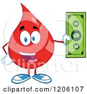 Happy Blood Or Hot Water Drop Holding A Dollar Bill