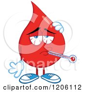 Poster, Art Print Of Sick Blood Or Hot Water Drop With A Thermometer
