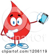Poster, Art Print Of Happy Blood Or Hot Water Drop Holding A Cell Phone