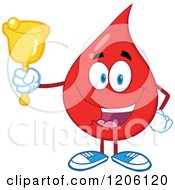 Cartoon Of A Happy Blood Or Hot Water Drop Ringing A Bell Royalty Free Vector Clipart