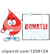 Poster, Art Print Of Happy Blood Drop Holding A Donate Sign 2