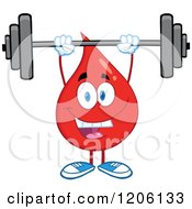 Poster, Art Print Of Happy Blood Or Hot Water Drop Lifting A Barbell