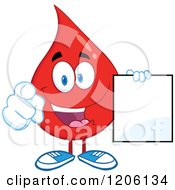 Poster, Art Print Of Happy Blood Or Hot Water Drop Holding A Sign 3