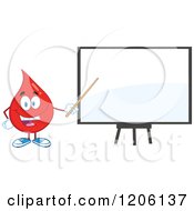 Poster, Art Print Of Happy Blood Or Hot Water Drop Pointing To A White Board