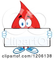 Poster, Art Print Of Happy Blood Or Hot Water Drop Holding A Sign