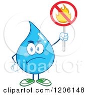 Poster, Art Print Of Mad Blue Water Drop Holding A No Fire Sign