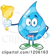 Happy Blue Water Drop Ringing A Donation Bell by Hit Toon