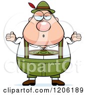 Cartoon Of A Careless Shrugging Chubby Oktoberfest German Man Royalty Free Vector Clipart