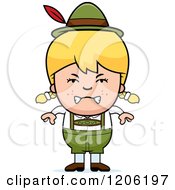 Cartoon Of A Mad Blond Oktoberfest German Girl Royalty Free Vector Clipart