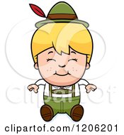 Poster, Art Print Of Happy Blond Oktoberfest German Boy Sitting