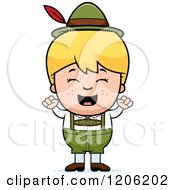 Poster, Art Print Of Happy Blond Oktoberfest German Boy Cheering