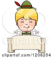 Poster, Art Print Of Happy Blond Oktoberfest German Boy Over A Banner