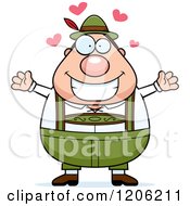 Cartoon Of A Happy Chubby Oktoberfest German Man Wanting A Hug Royalty Free Vector Clipart
