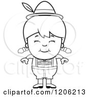 Cartoon Of A Black And White Happy Oktoberfest German Girl Royalty Free Vector Clipart