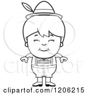 Cartoon Of A Black And White Happy Oktoberfest German Boy Royalty Free Vector Clipart