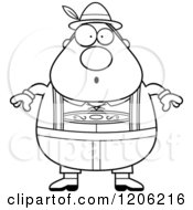 Cartoon Of A Black And White Surprised Chubby Oktoberfest German Man Royalty Free Vector Clipart