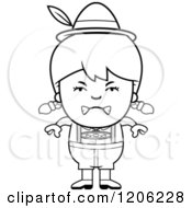Cartoon Of A Black And White Mad Oktoberfest German Girl Royalty Free Vector Clipart
